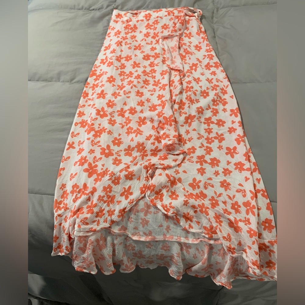 Kendall + Kylie white & pink floral wrap skirt